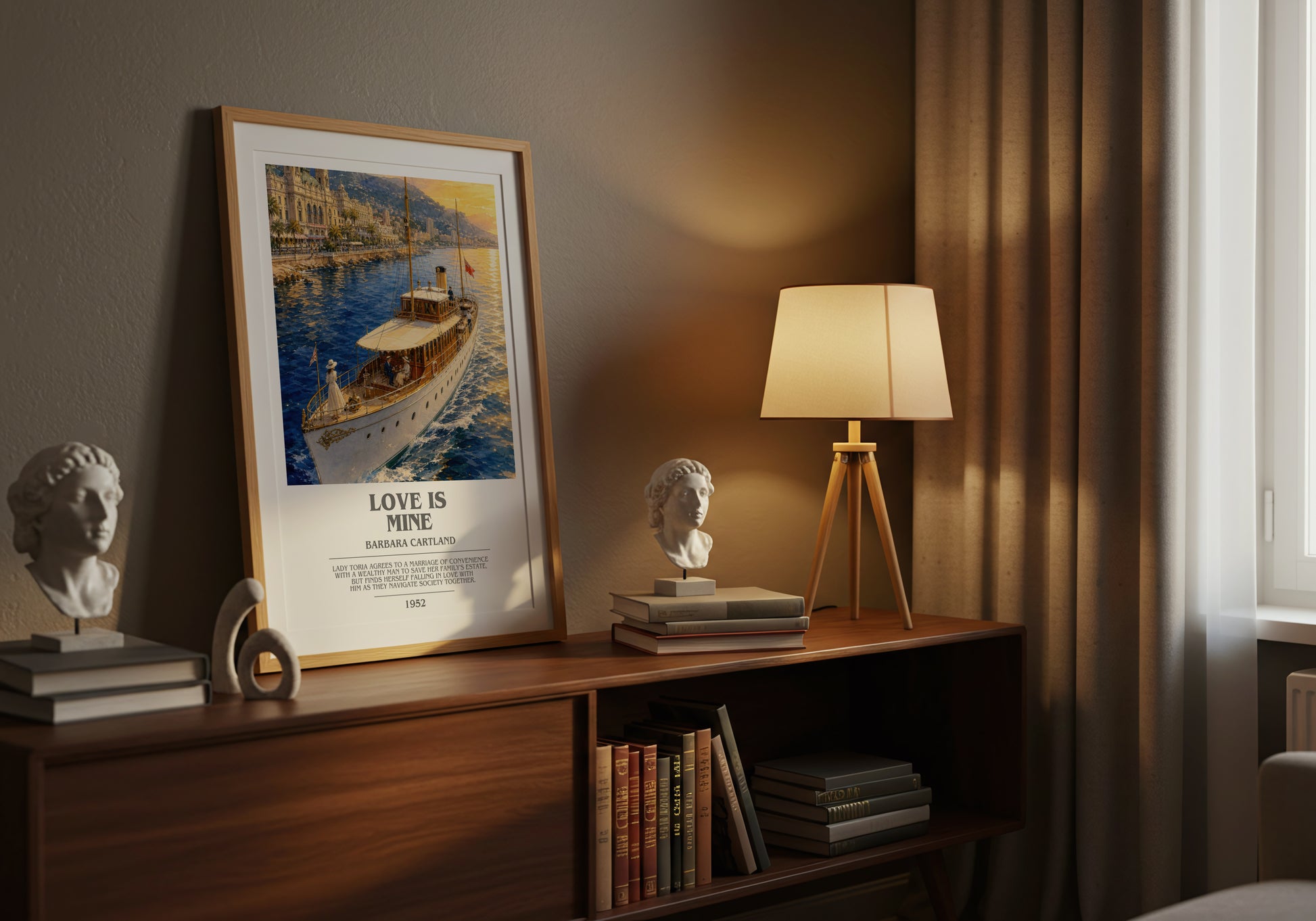 Love Is Mine bookish book poster framed on wall – romance wall art