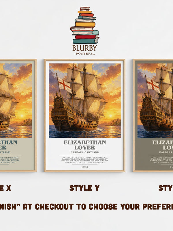 Elizabethan Lover bookish print in frame leaning in hallway – historical fiction wall art