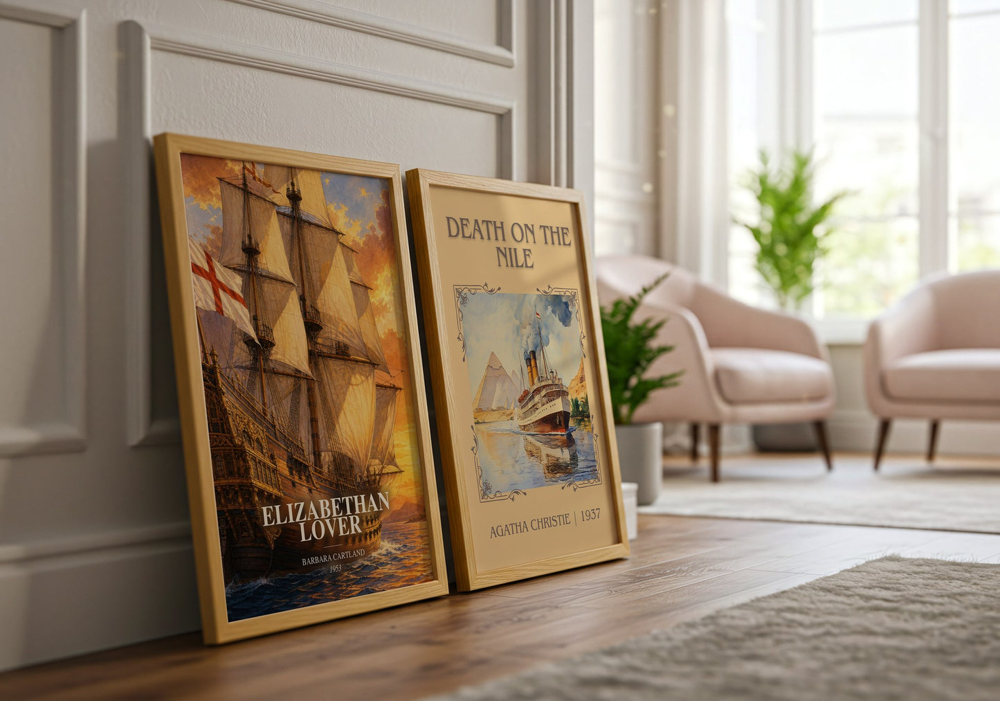 Elizabethan Lover watercolour print framed by window – literary home decor