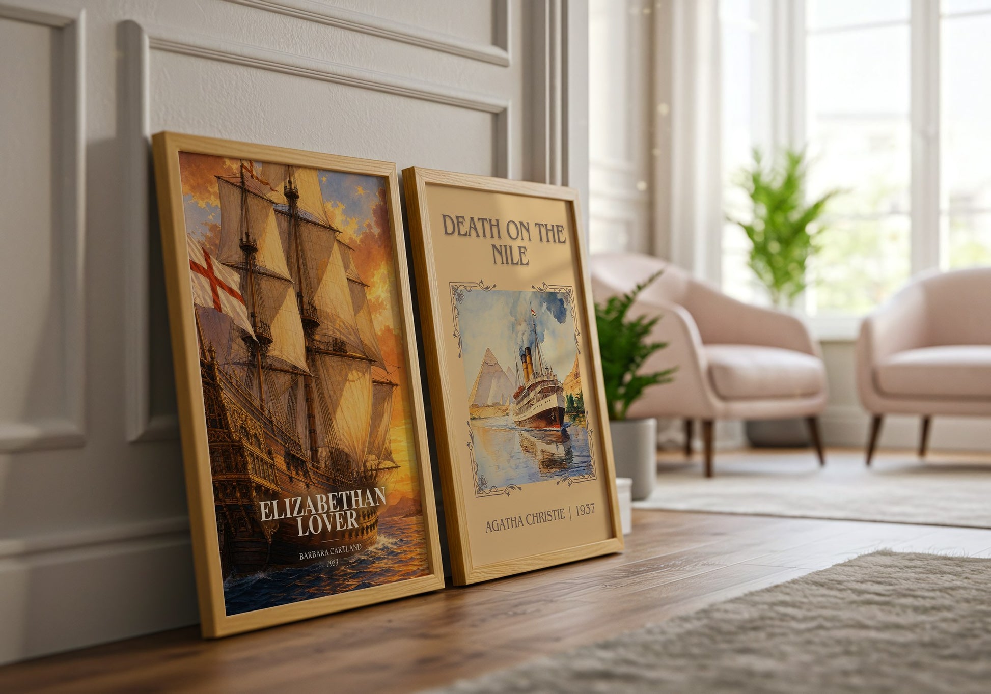 Elizabethan Lover watercolour print framed by window – literary home decor