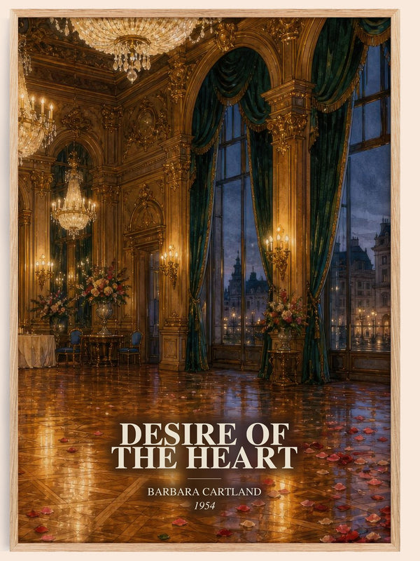 Desire Of The Heart watercolour book poster by Barbara Cartland – framed literary art print