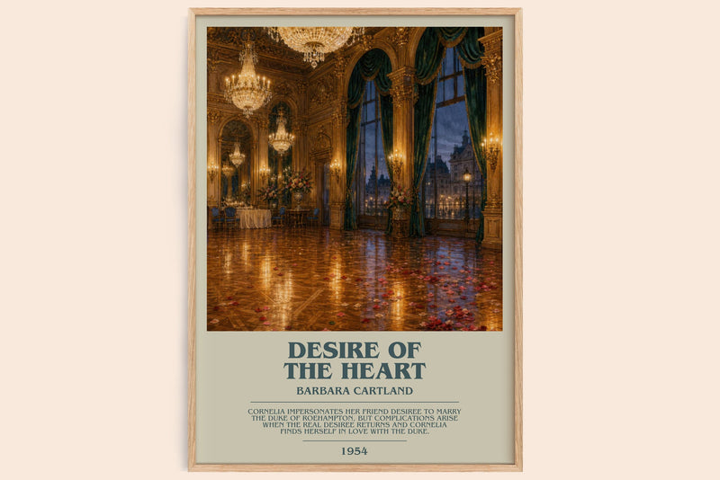 Desire Of The Heart bookish book poster by Barbara Cartland – framed literary art print