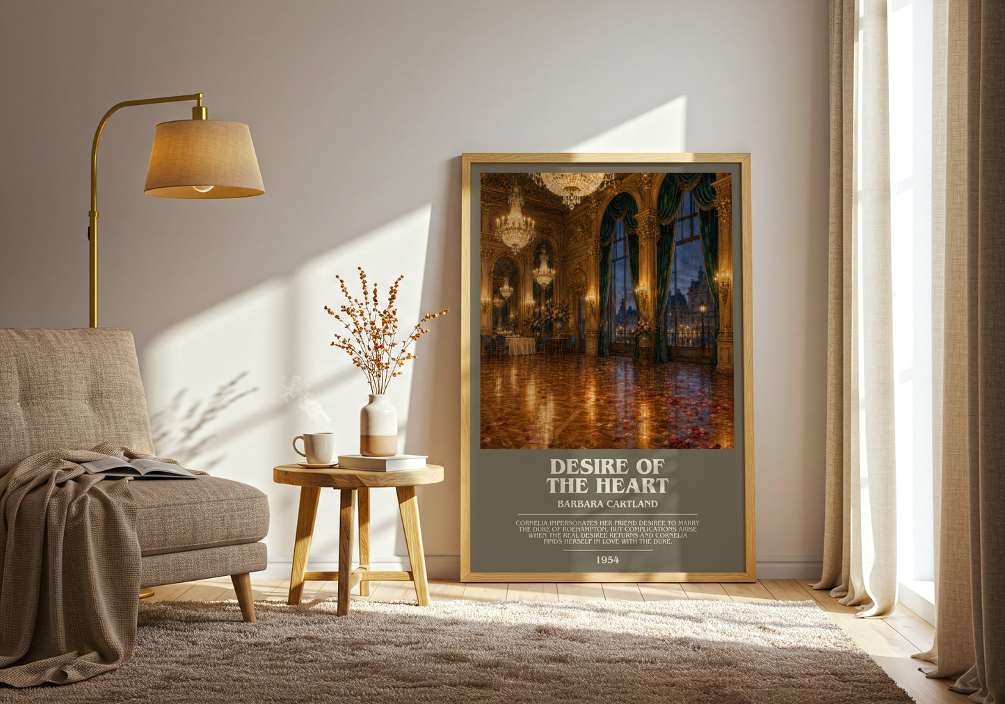 Desire Of The Heart bookish print on bookshelf – Barbara Cartland fan gift