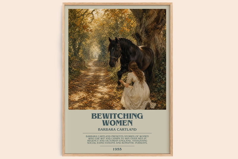 Bewitching Women bookish book poster by Barbara Cartland – framed literary art print
