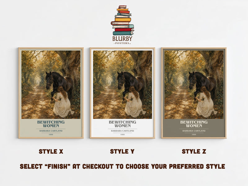 Bewitching Women book cover print in frame leaning in hallway – romance wall art