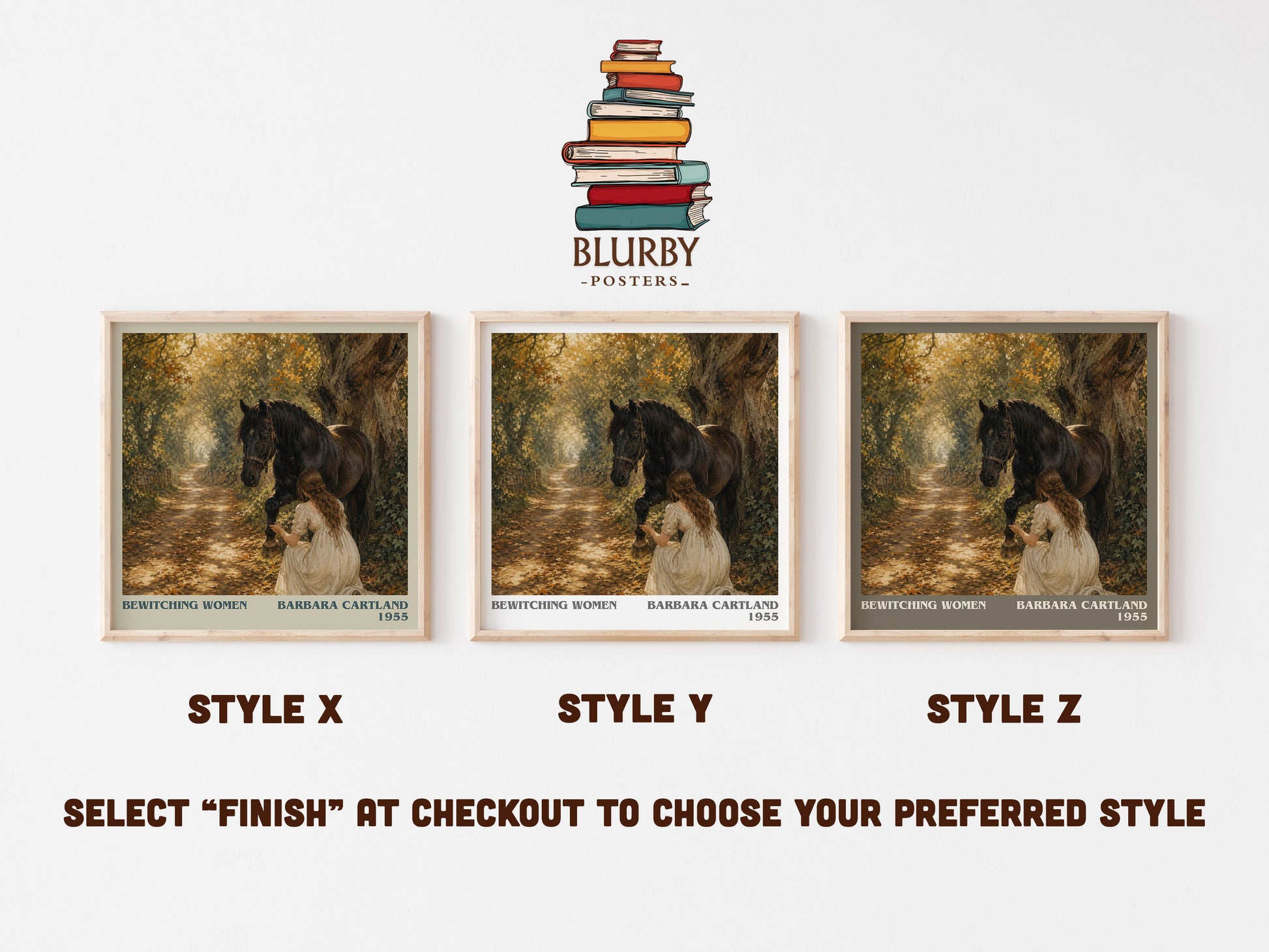 Bewitching Women literary print in frame leaning in hallway – romance wall art