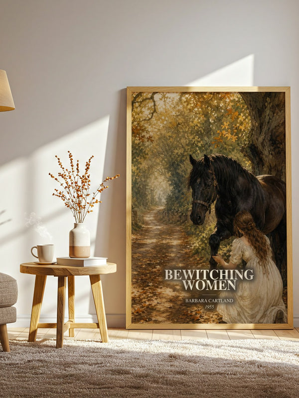 Bewitching Women watercolour print in frame leaning in hallway – romance wall art
