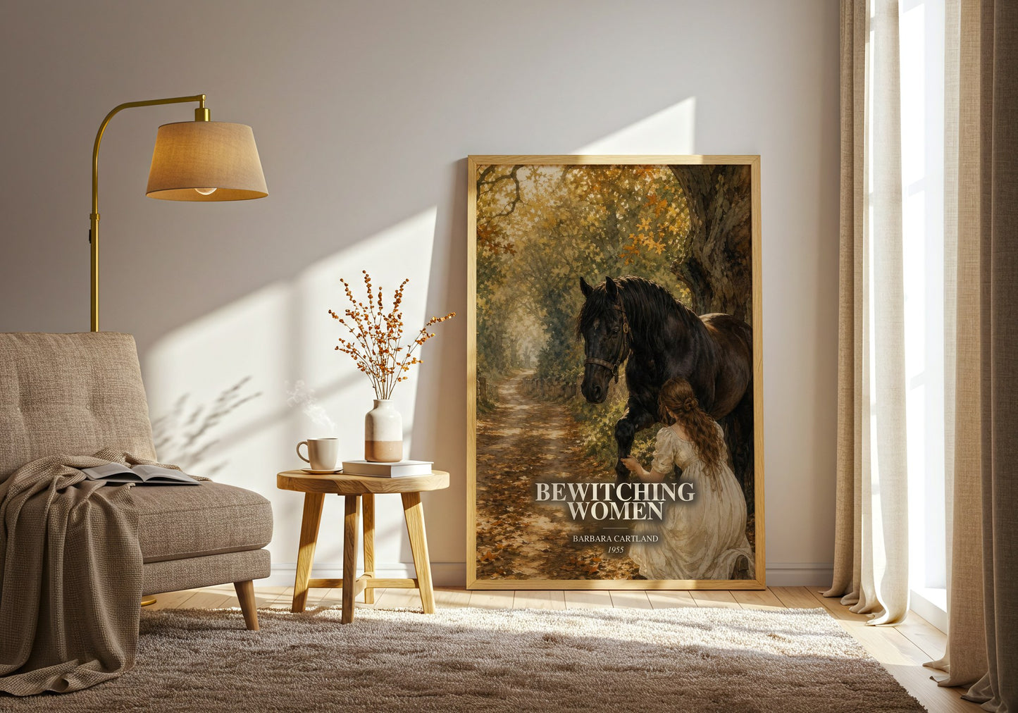 Bewitching Women watercolour print in frame leaning in hallway – romance wall art