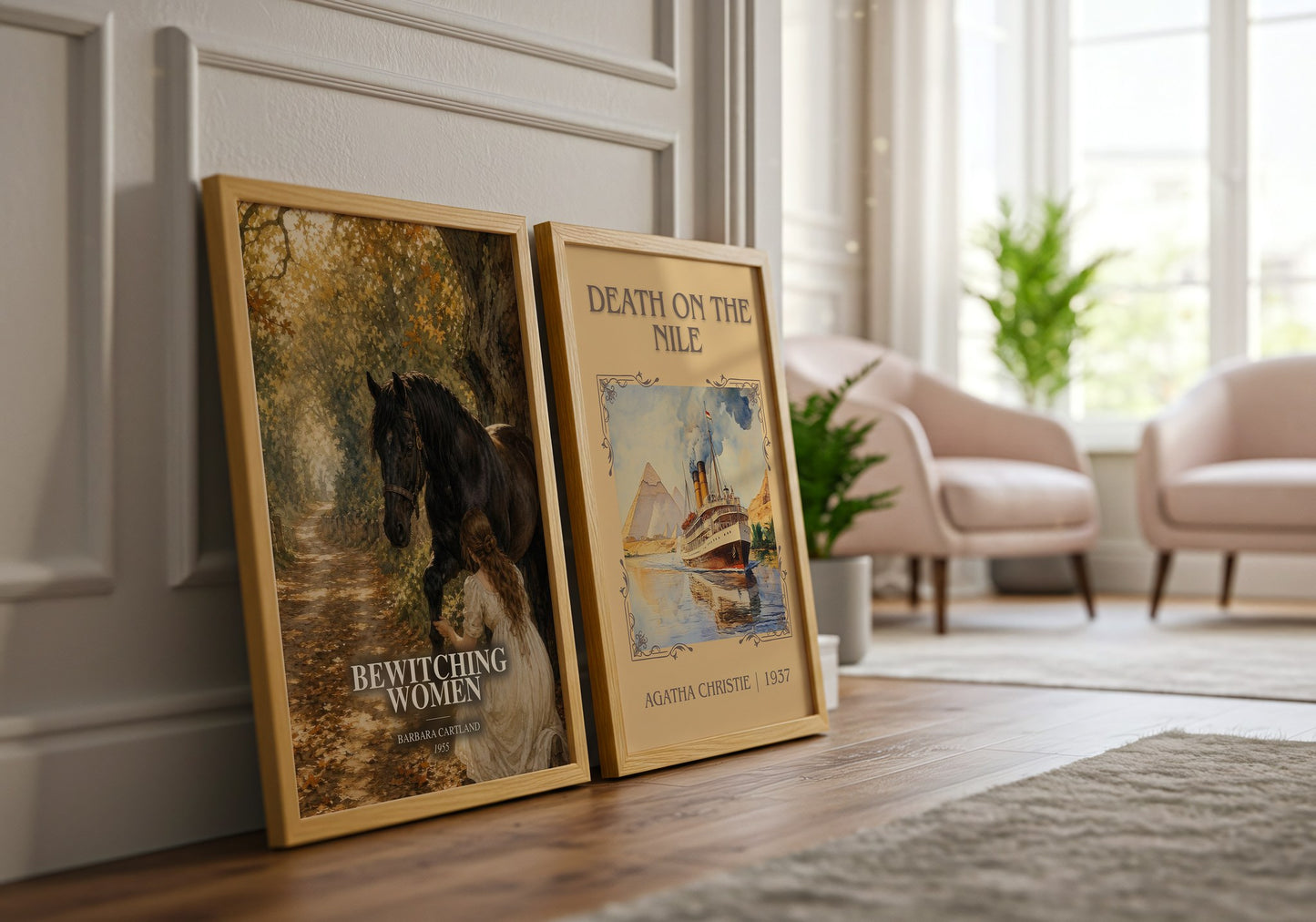 Bewitching Women watercolour print framed by window – literary home decor