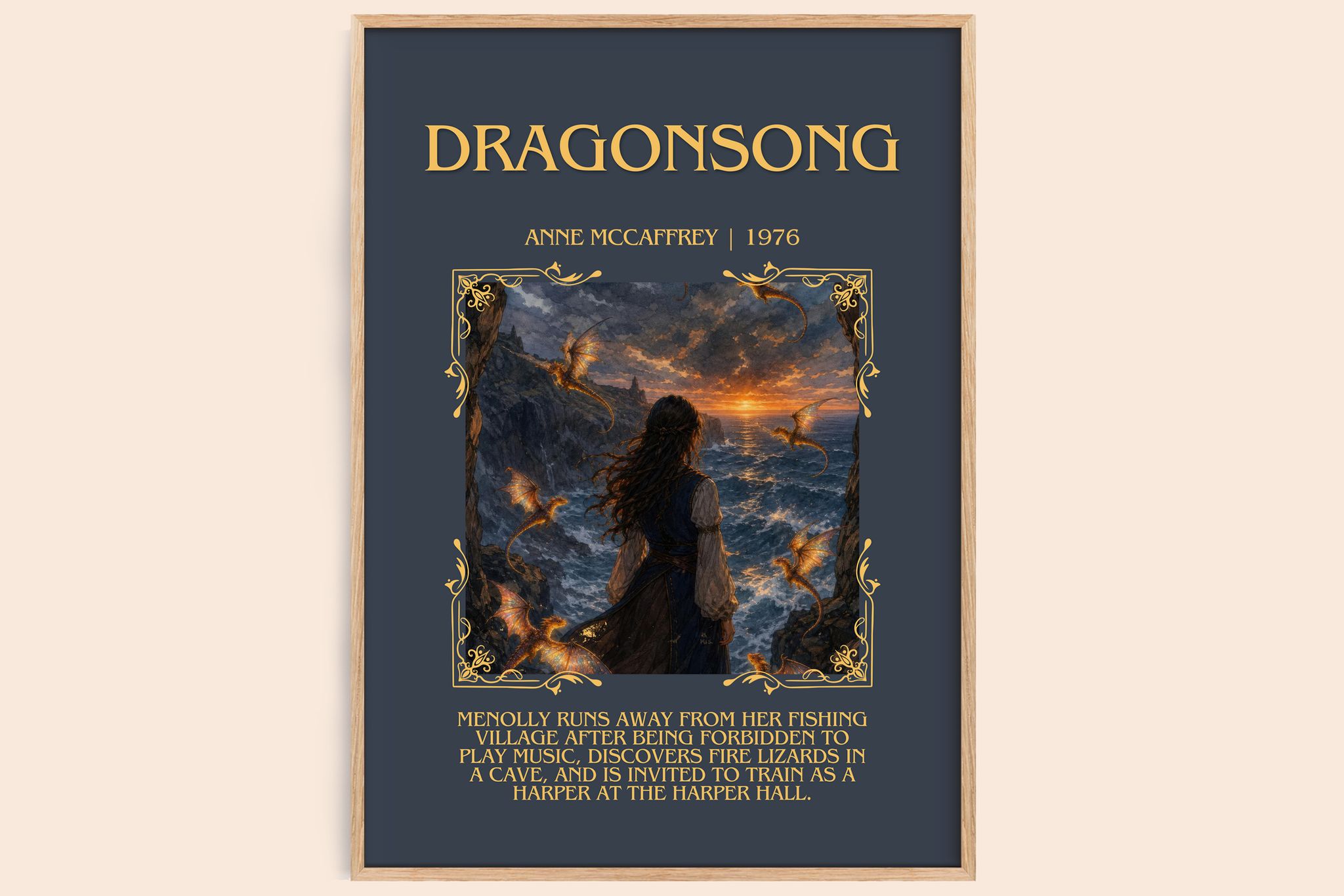 Dragonsong Minimalist Book Poster by Anne McCaffrey