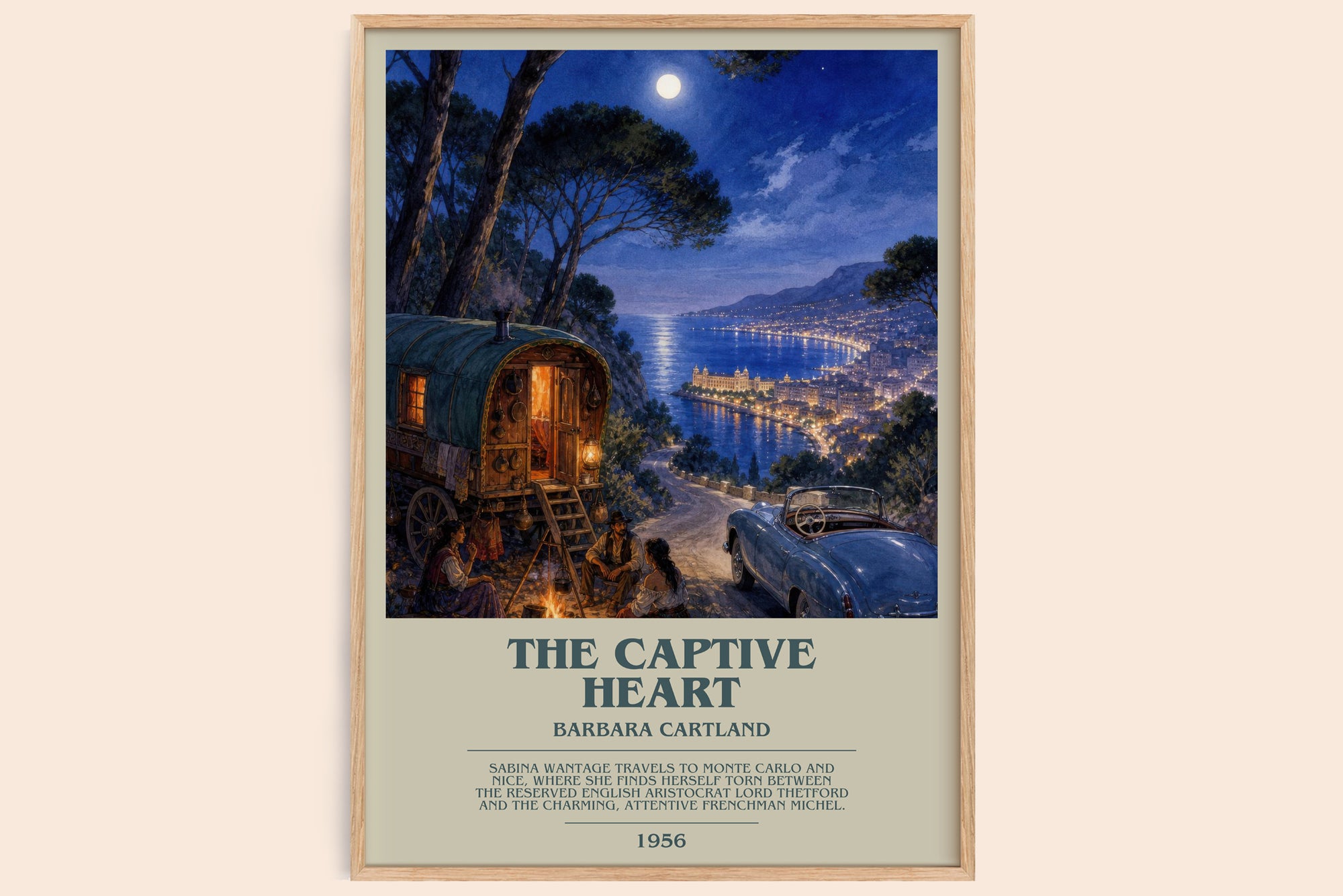 The Captive Heart bookish book poster by Barbara Cartland – framed literary art print