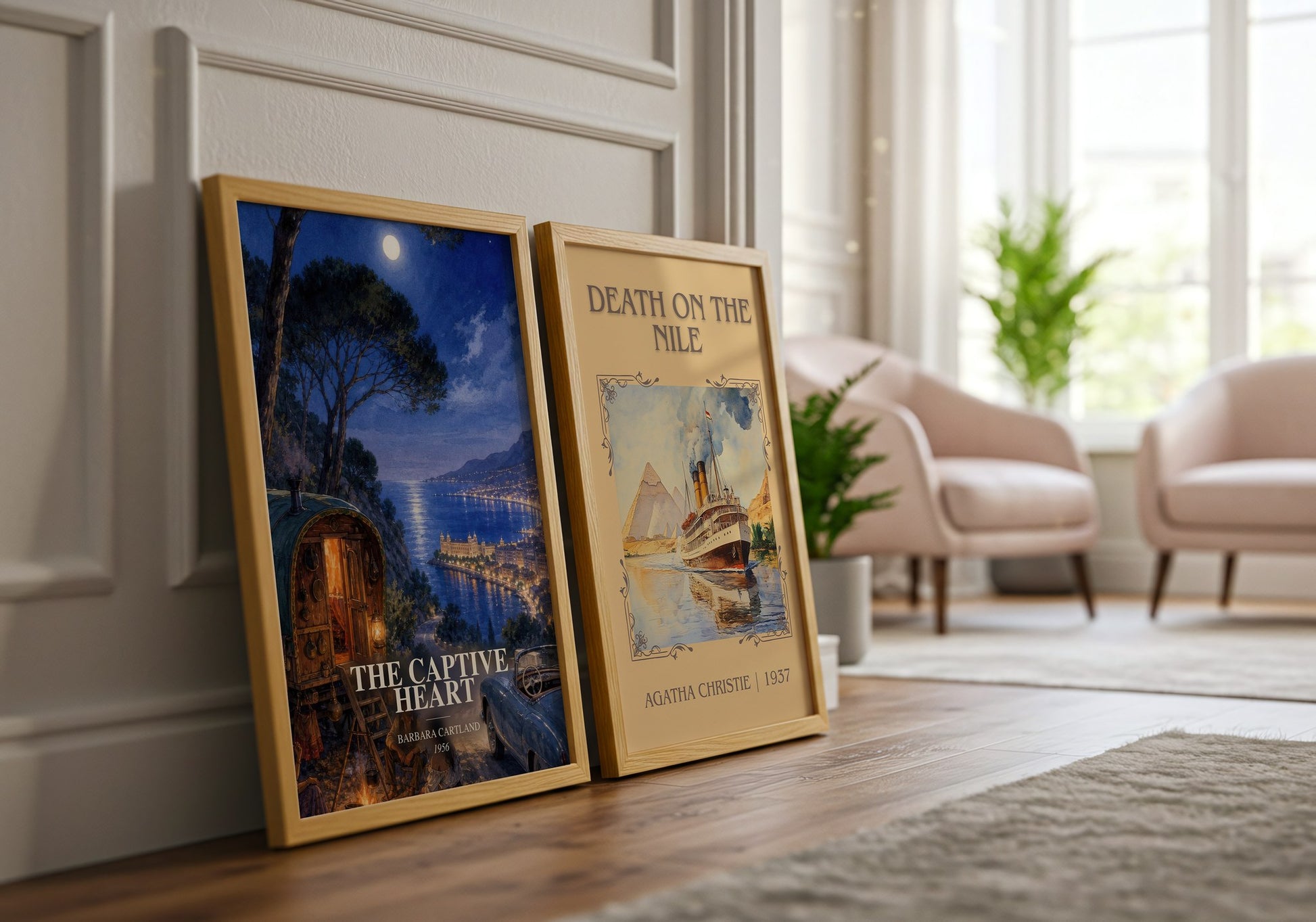 The Captive Heart watercolour print framed by window – literary home decor