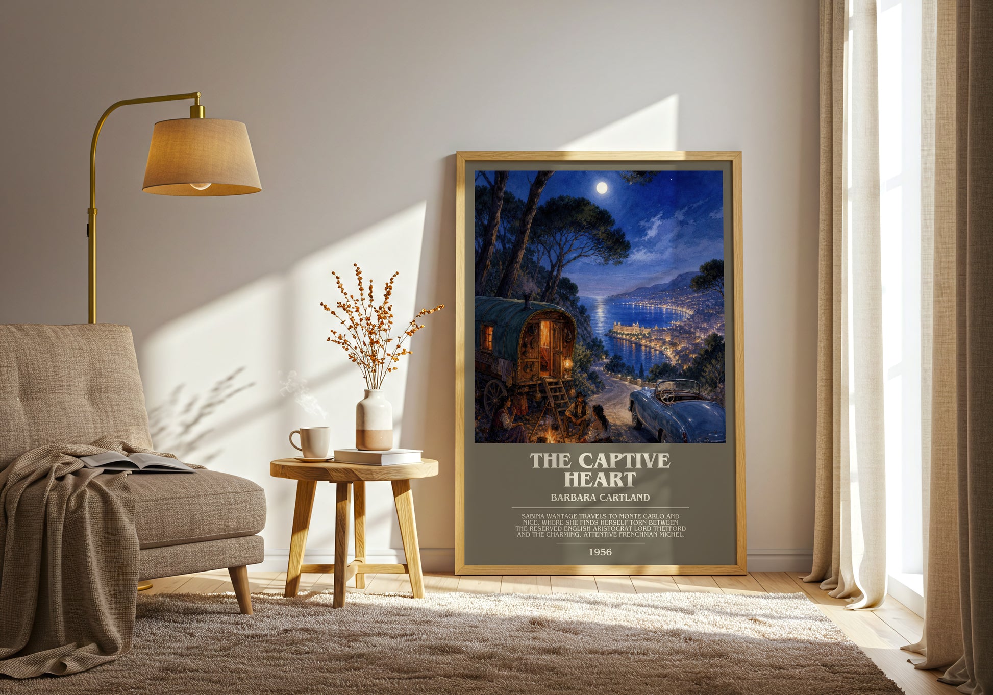 The Captive Heart bookish print on bookshelf – Barbara Cartland fan gift