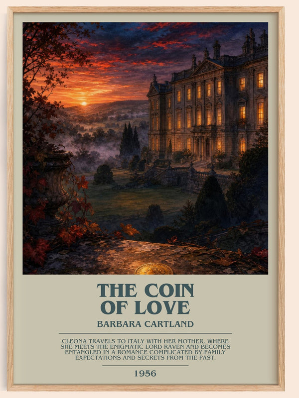 The Coin Of Love bookish book poster by Barbara Cartland – framed literary art print