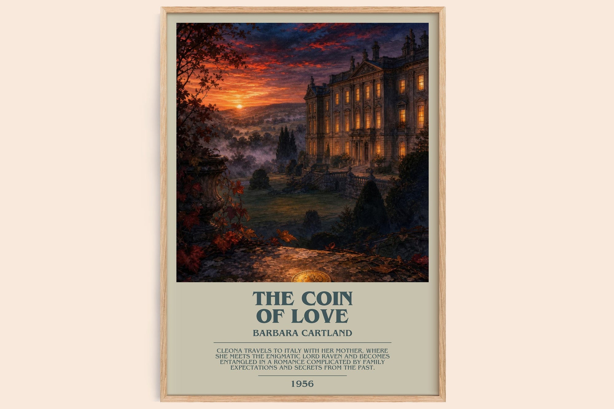 The Coin Of Love bookish book poster by Barbara Cartland – framed literary art print