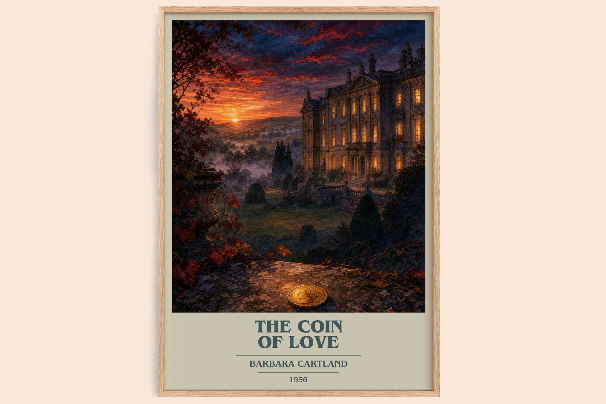 The Coin Of Love book cover book poster by Barbara Cartland – framed literary art print