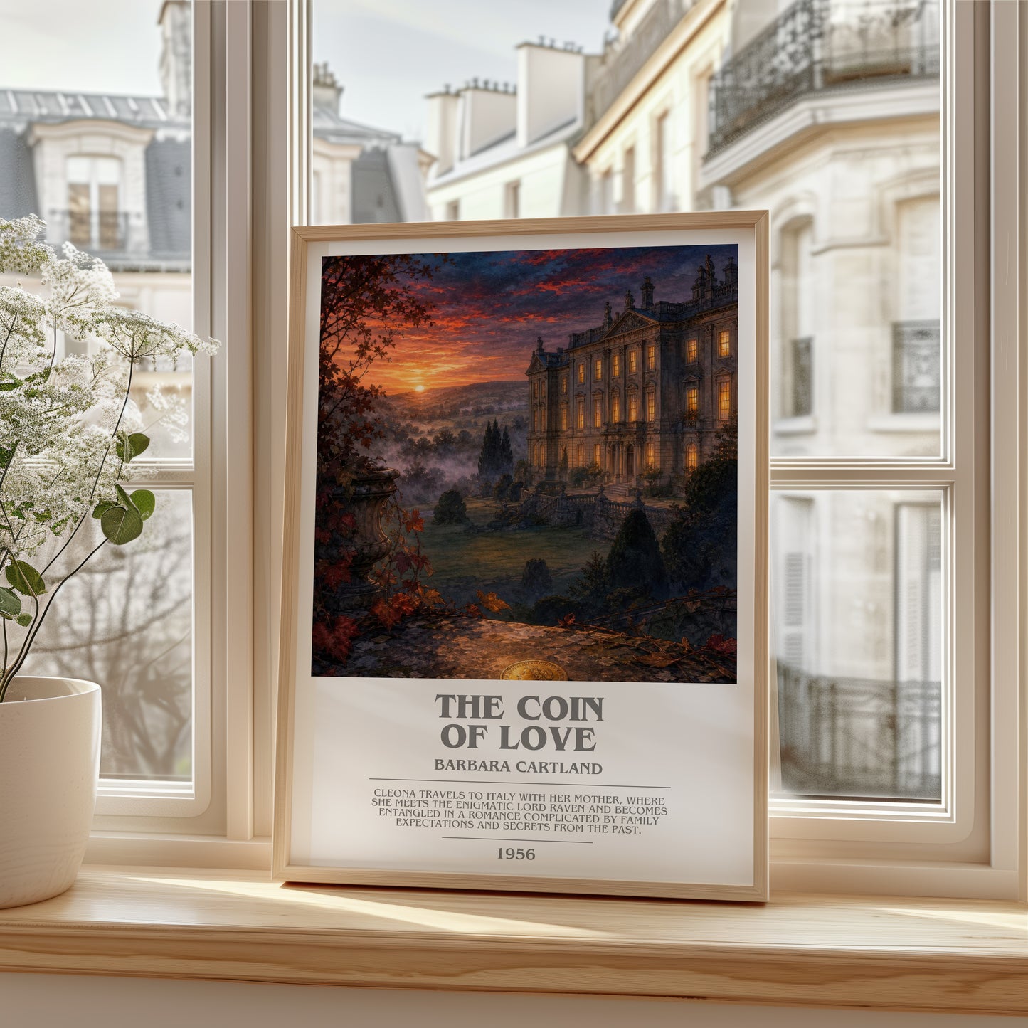 The Coin Of Love bookish poster colour and style options – Barbara Cartland book art