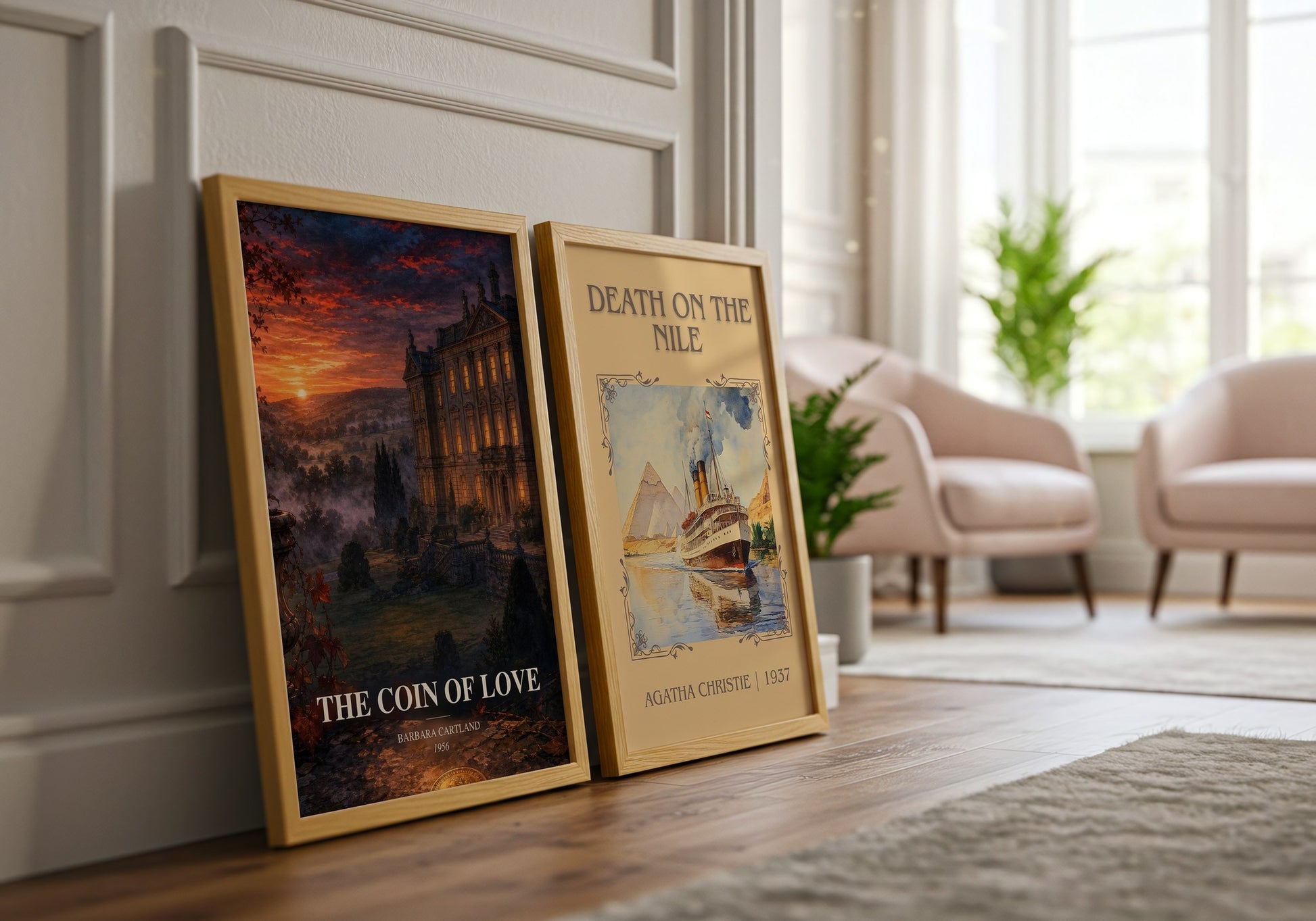 The Coin Of Love watercolour print framed by window – literary home decor