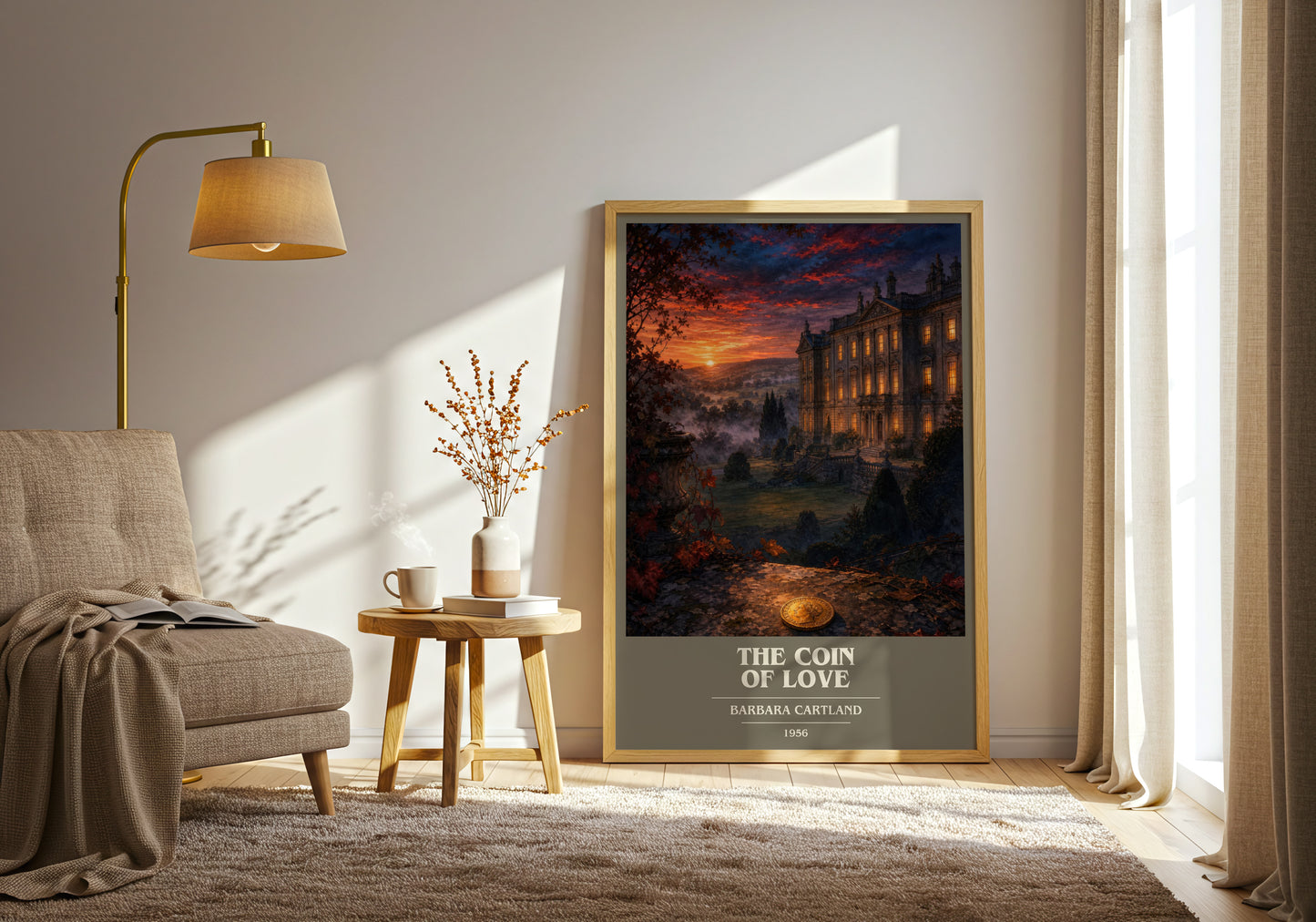 The Coin Of Love book cover print on bookshelf – Barbara Cartland fan gift