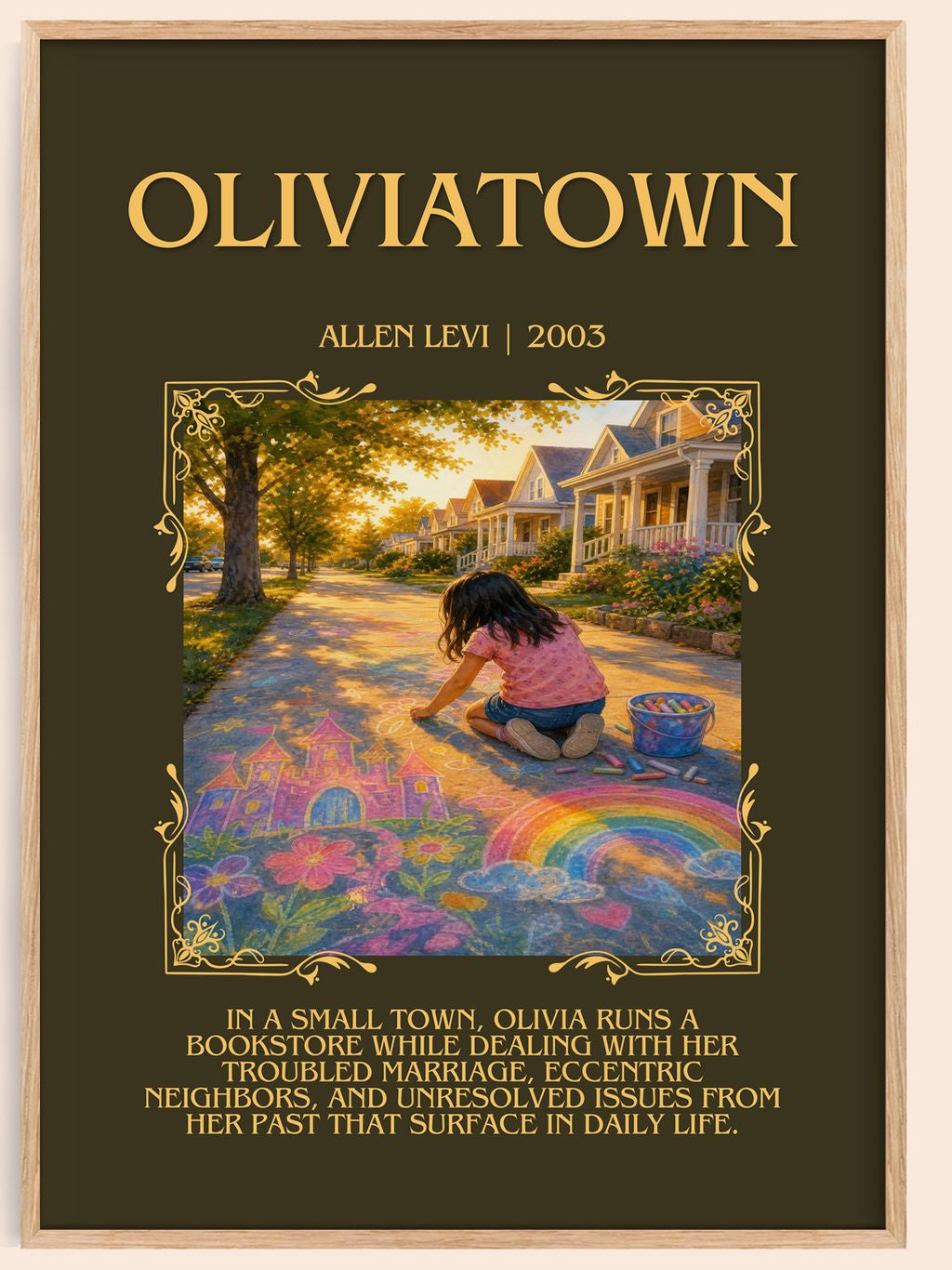 Oliviatown Minimalist Book Poster by Allen Levi – book poster