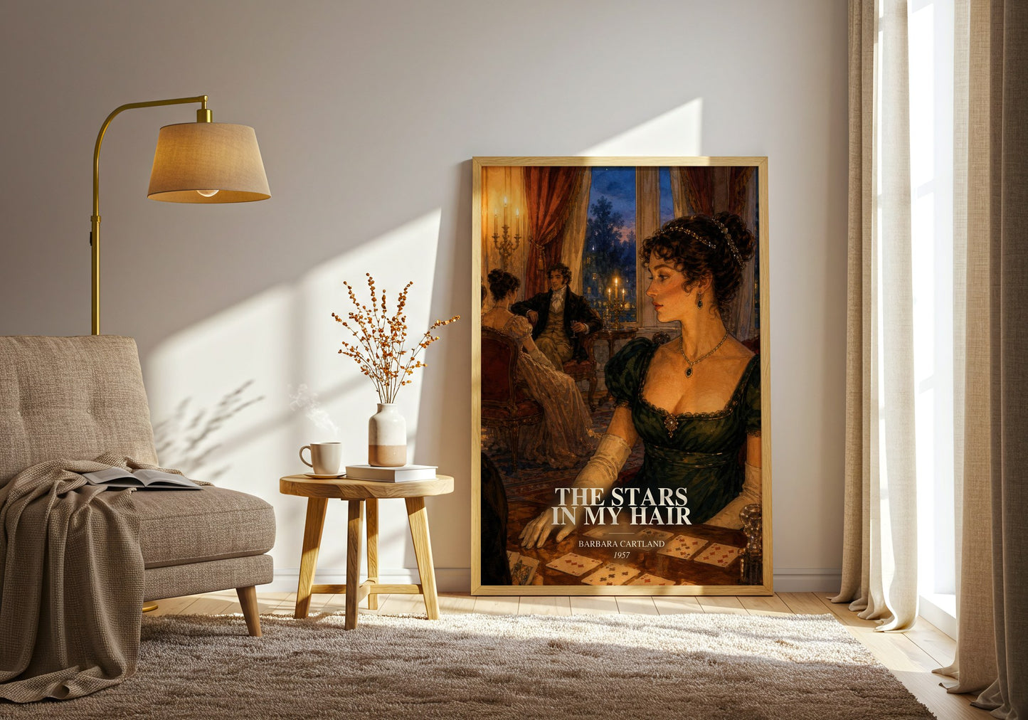 The Stars In My Hair watercolour print in frame leaning in hallway – romance wall art