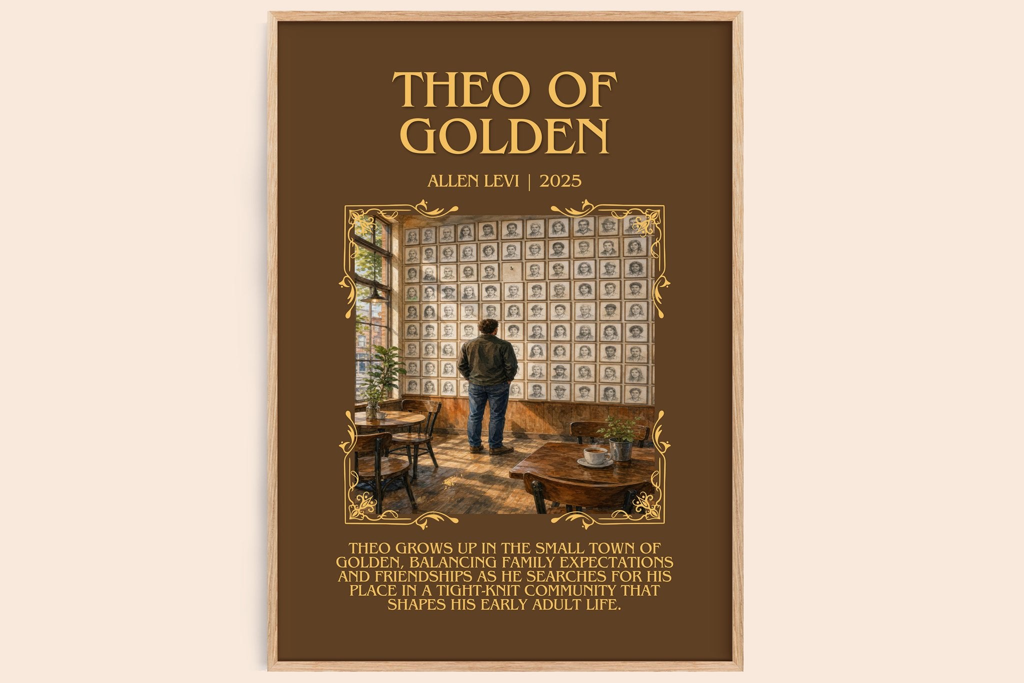 Theo of Golden Minimalist Book Poster by Allen Levi