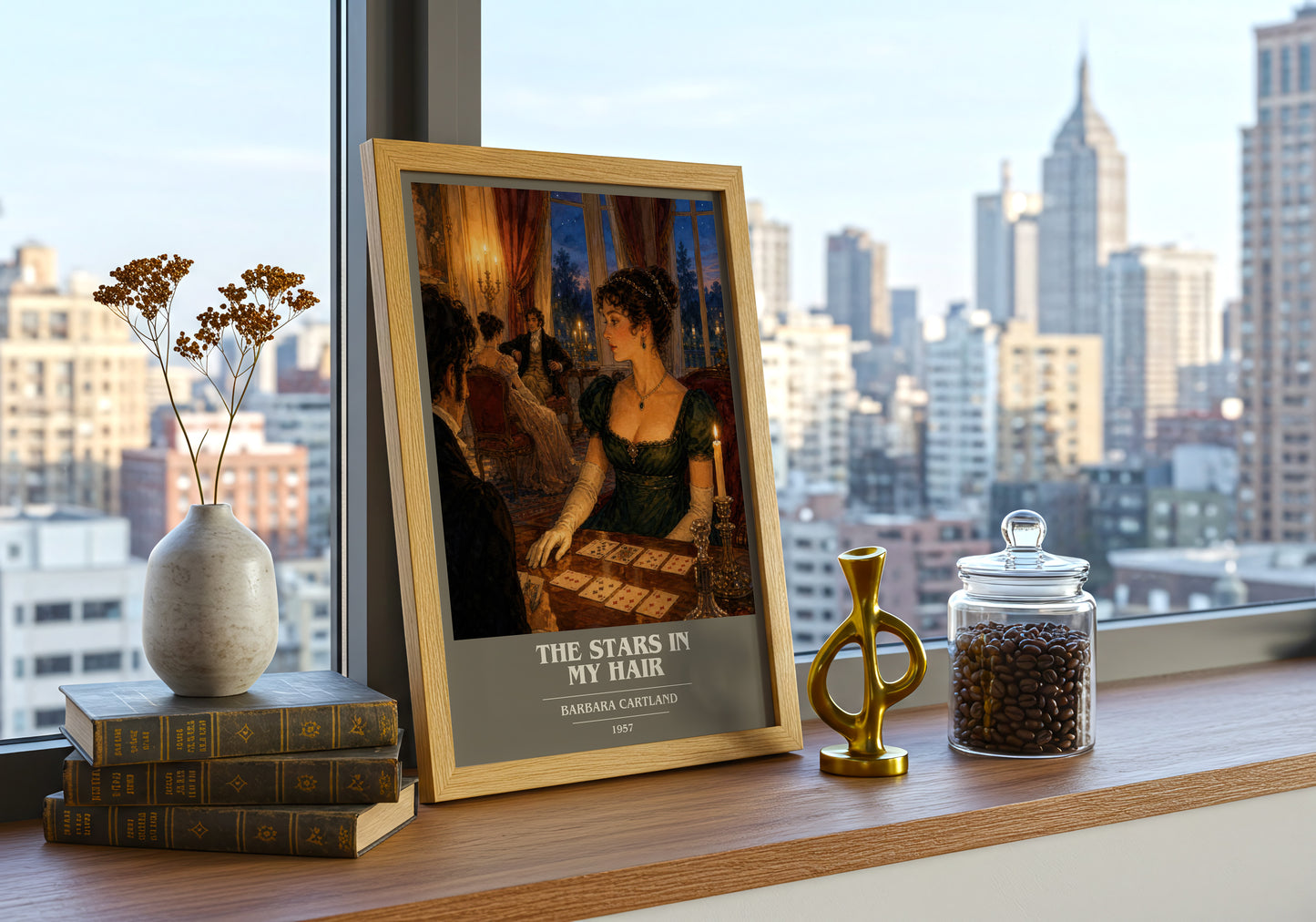 The Stars In My Hair book cover print framed by window – literary home decor