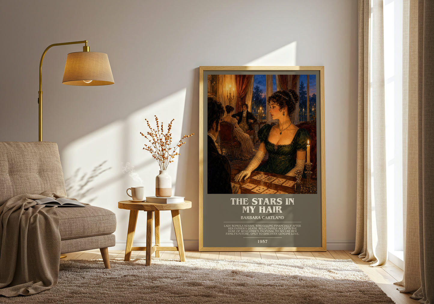 The Stars In My Hair bookish print on bookshelf – Barbara Cartland fan gift