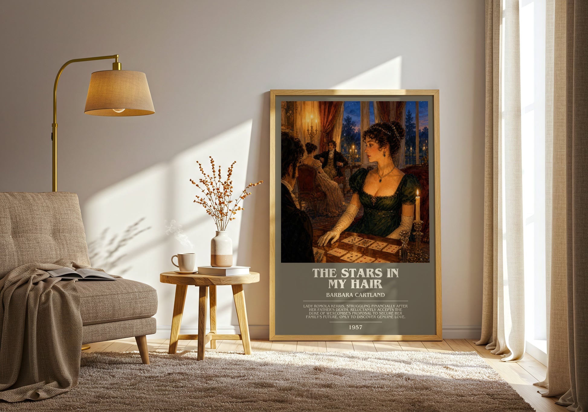The Stars In My Hair bookish print on bookshelf – Barbara Cartland fan gift