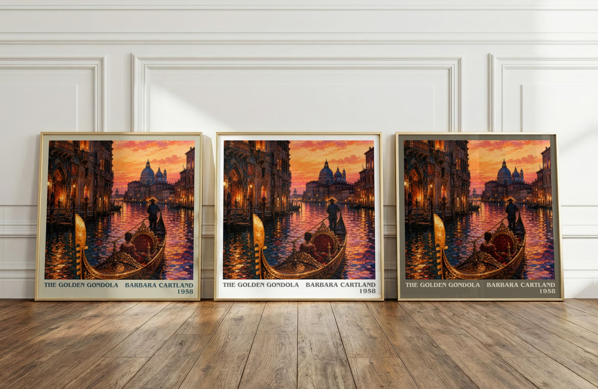 The Golden Gondola literary art print colour and style options – Barbara Cartland book art