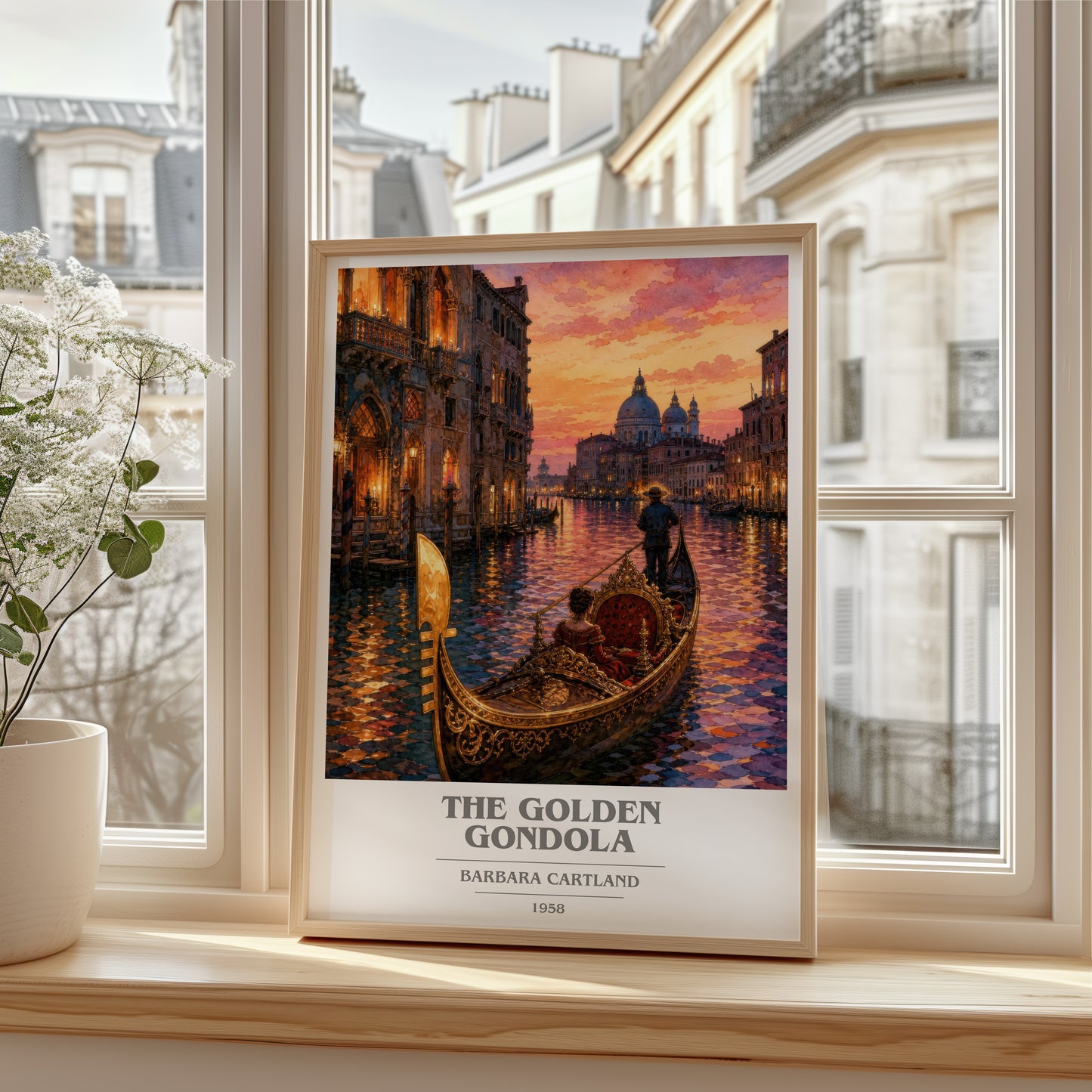 The Golden Gondola book cover poster colour and style options – Barbara Cartland book art