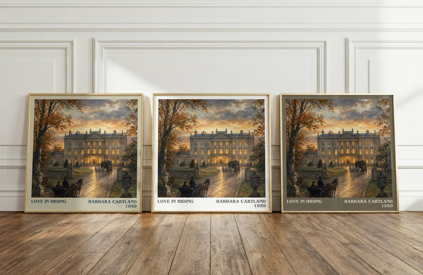 Love In Hiding literary art print colour and style options – Barbara Cartland book art