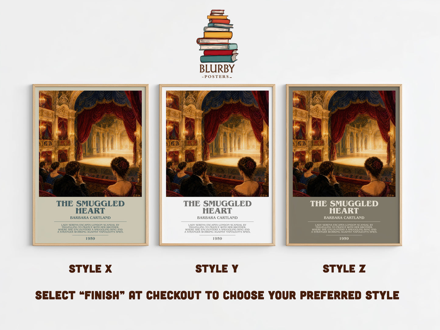 The Smuggled Heart bookish print in frame leaning in hallway – romance wall art