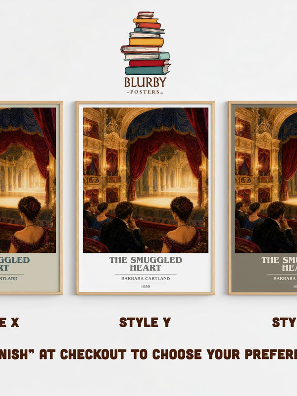 The Smuggled Heart book cover print in frame leaning in hallway – romance wall art