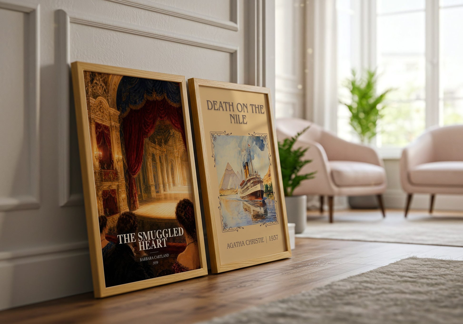 The Smuggled Heart watercolour print framed by window – literary home decor