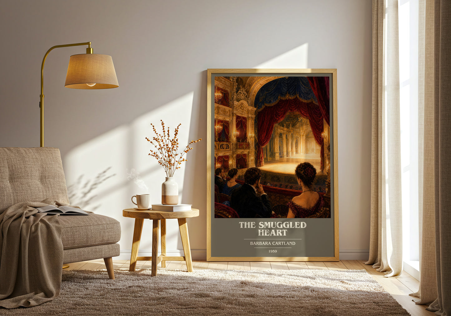 The Smuggled Heart book cover print on bookshelf – Barbara Cartland fan gift