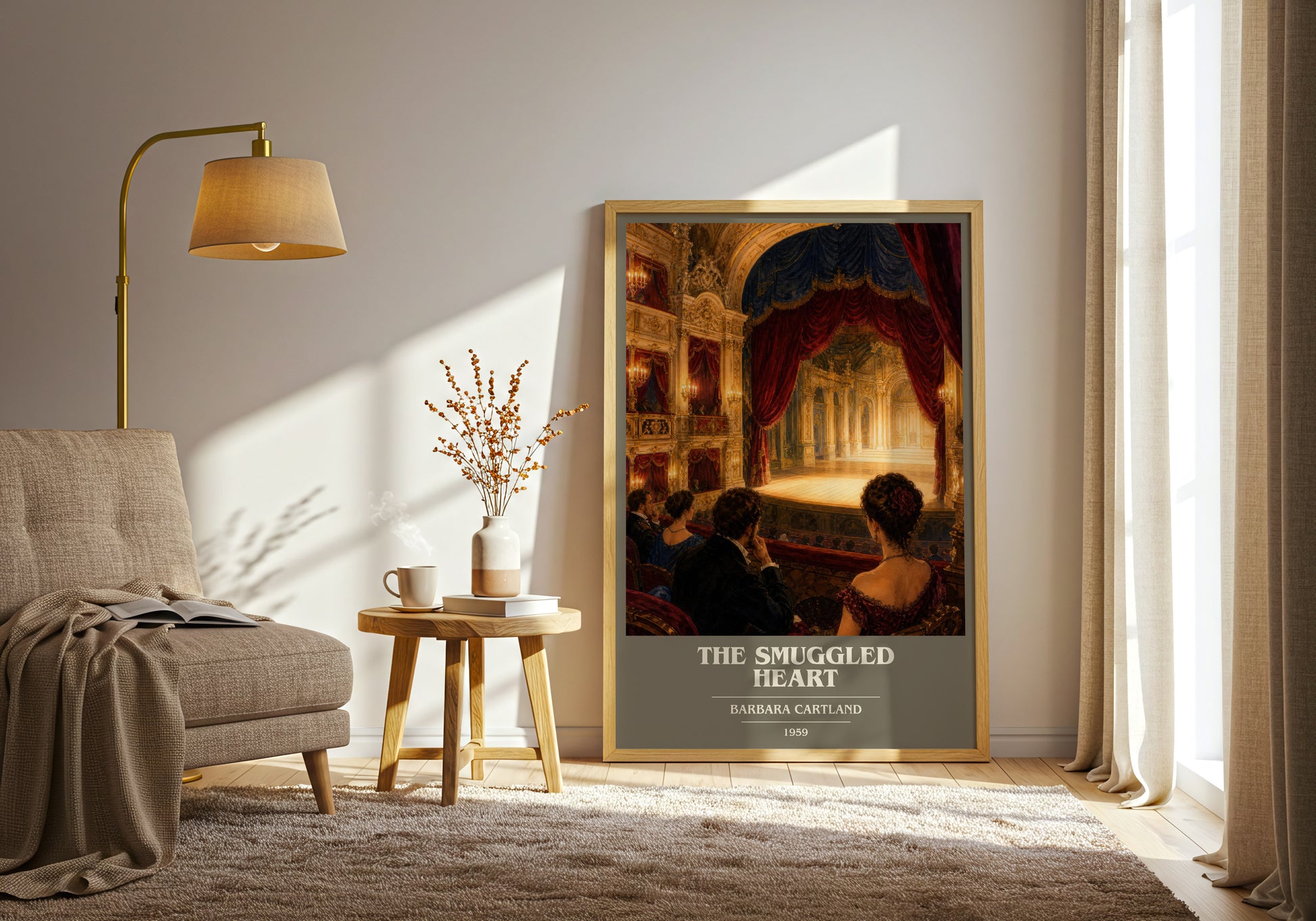 The Smuggled Heart book cover print on bookshelf – Barbara Cartland fan gift