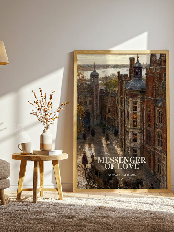 Messenger Of Love watercolour print in frame leaning in hallway – romance wall art
