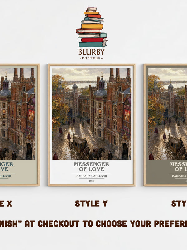 Messenger Of Love book cover print in frame leaning in hallway – romance wall art