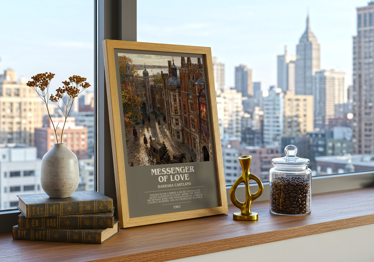 Messenger Of Love bookish print framed by window – literary home decor