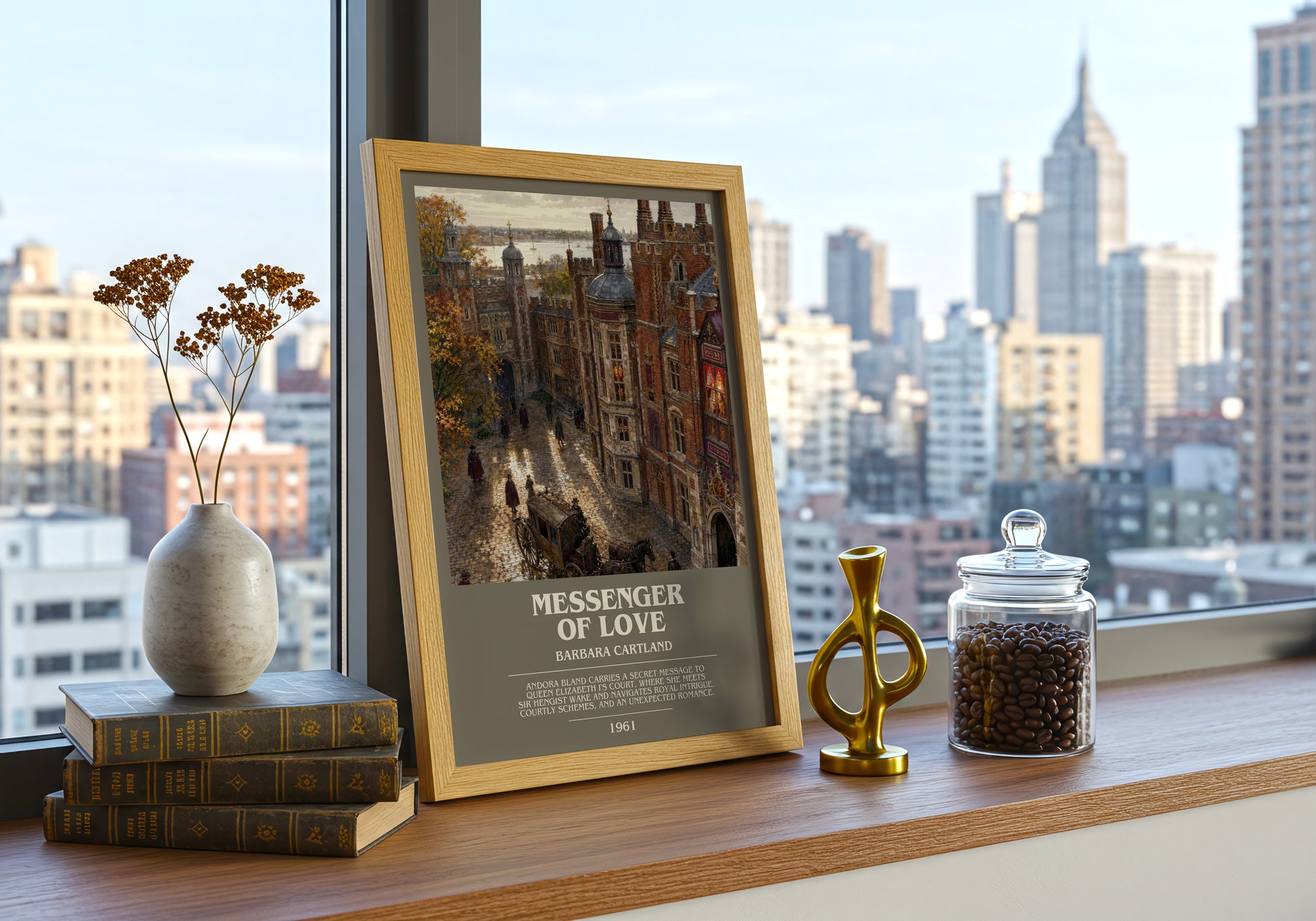 Messenger Of Love bookish print framed by window – literary home decor
