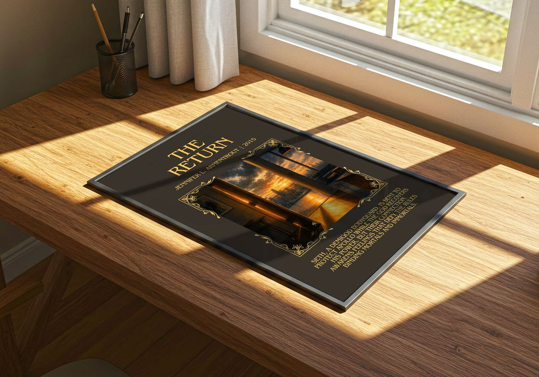 The Return Minimalist Book Poster by Jennifer L. Armentrout – print on a sunlit desk