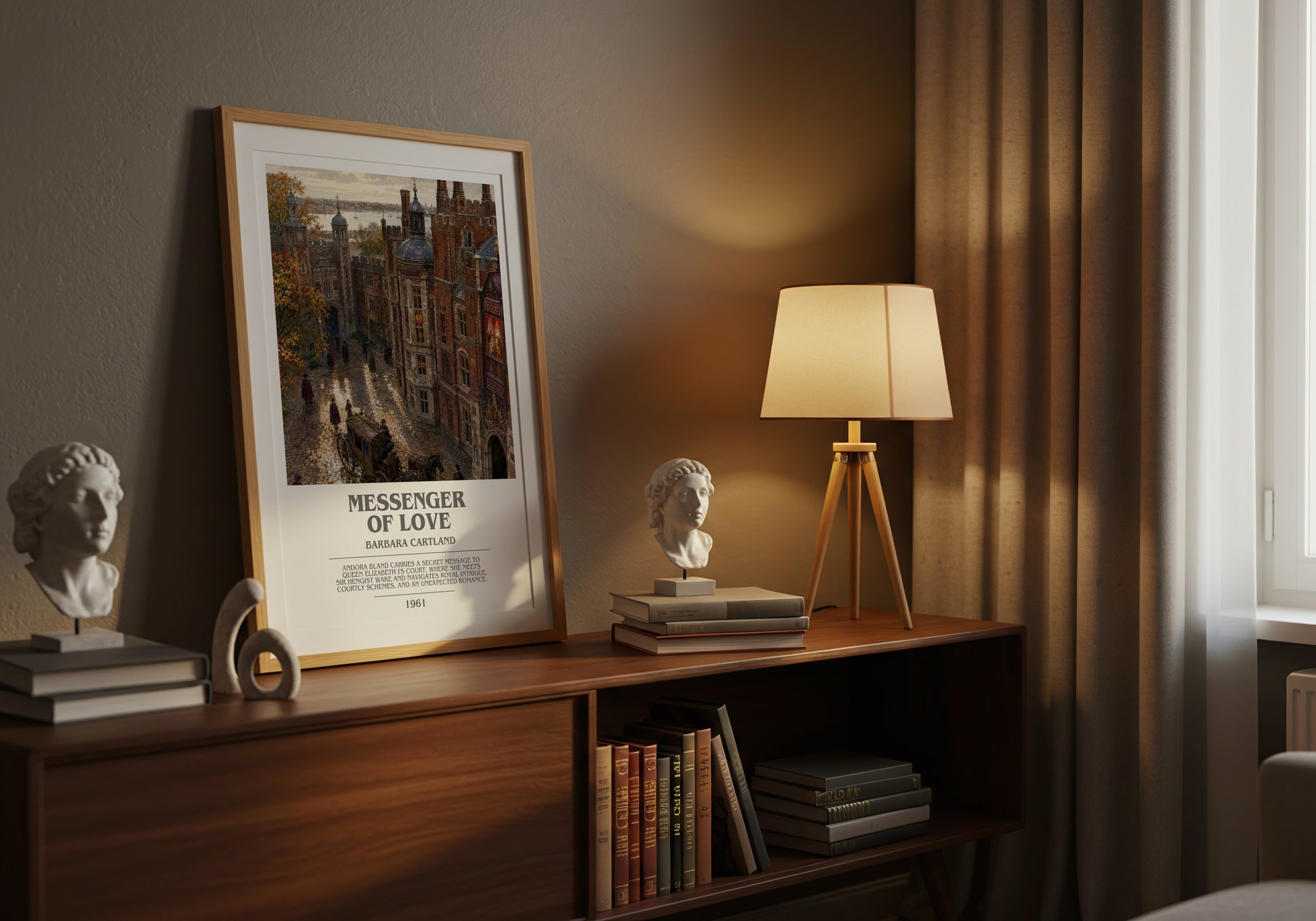 Messenger Of Love bookish book poster framed on wall – romance wall art