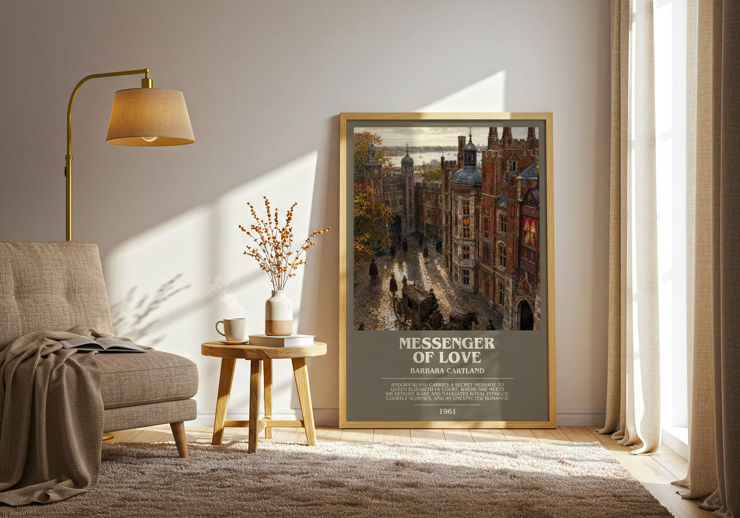 Messenger Of Love bookish print on bookshelf – Barbara Cartland fan gift
