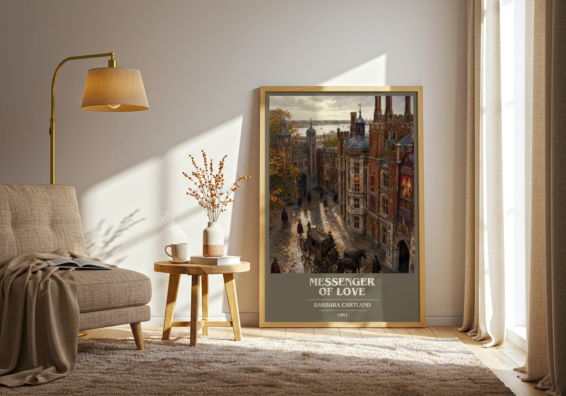 Messenger Of Love book cover print on bookshelf – Barbara Cartland fan gift