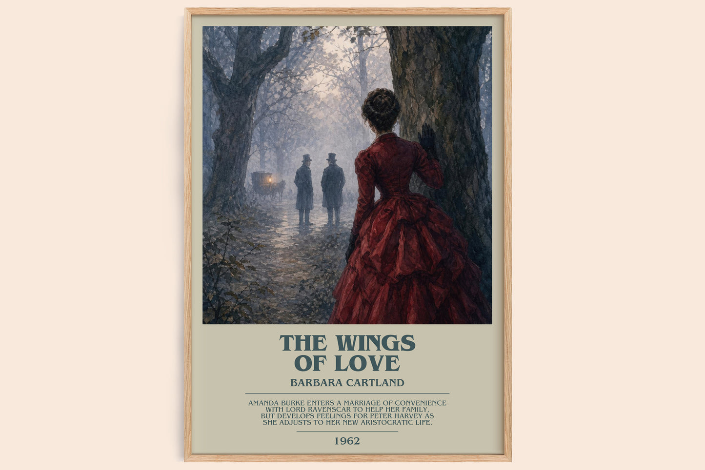 The Wings Of Love bookish book poster by Barbara Cartland – framed literary art print
