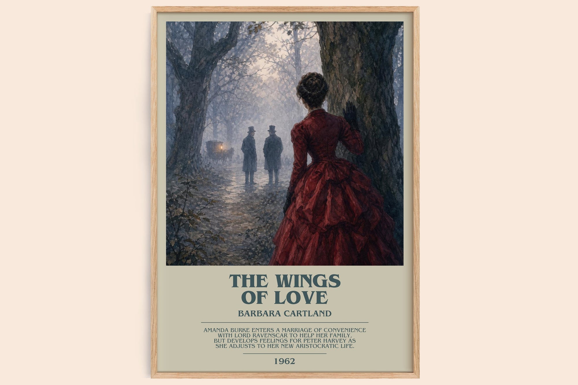 The Wings Of Love bookish book poster by Barbara Cartland – framed literary art print