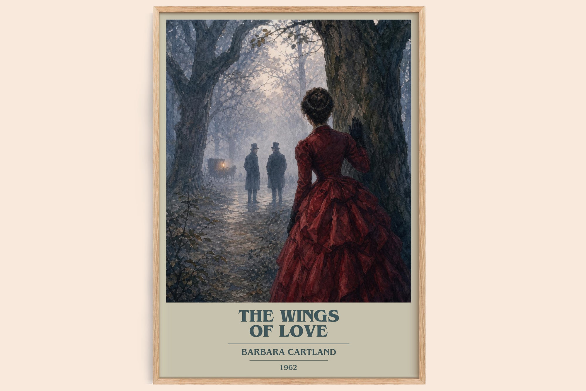 The Wings Of Love book cover book poster by Barbara Cartland – framed literary art print