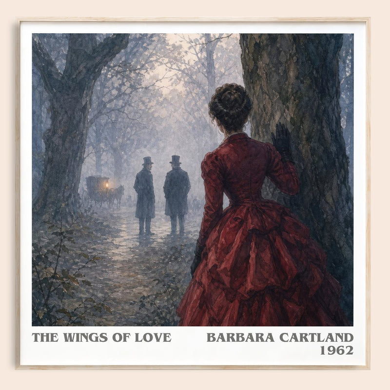 The Wings Of Love literary book poster by Barbara Cartland – framed literary art print
