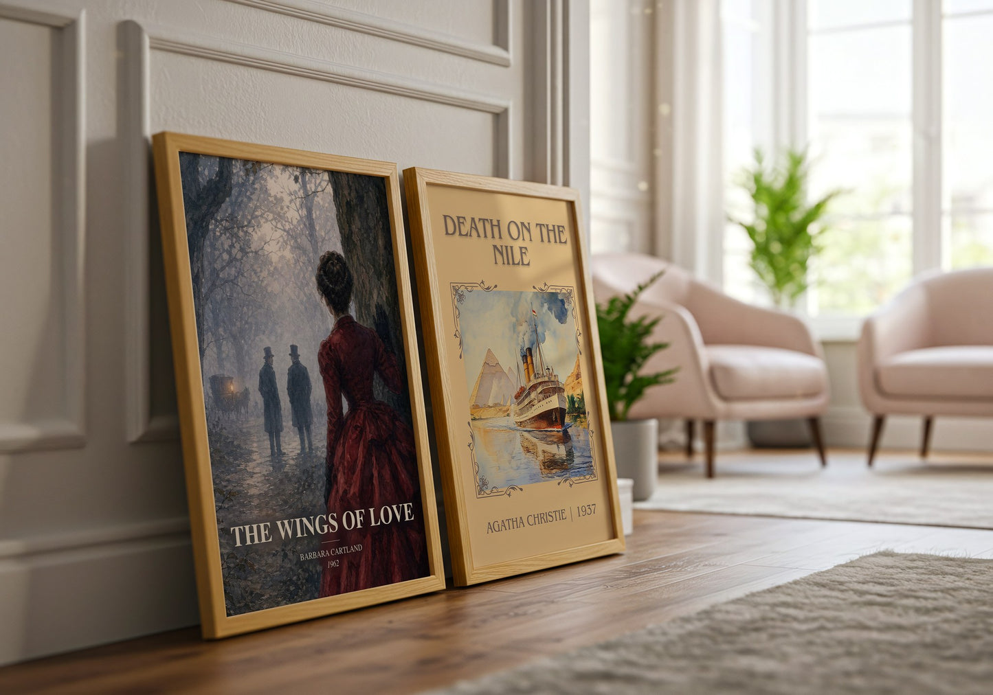 The Wings Of Love watercolour print framed by window – literary home decor